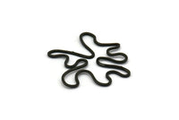 Black Leaf Charm, 12 Oxidized Black Plated Brass Leaf Connectors Without Hole, Pendants, Findings (26x21x0.60mm) D0776 S519