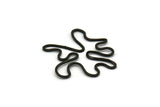 Black Leaf Charm, 12 Oxidized Black Plated Brass Leaf Connectors Without Hole, Pendants, Findings (26x21x0.60mm) D0776 S519