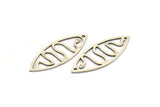 Silver Marquise Charm, 6 Antique Silver Plated Brass Snake Patterned Oval Shaped Charms With 1 Hole (39x15x0.80mm) A4998