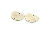 Semi Circle Charm, 6 Antique Silver Plated Brass Half Moon Charms With 2 Holes, Connectors (18x14x0.80mm) A3077