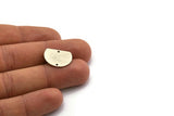 Semi Circle Charm, 6 Antique Silver Plated Brass Half Moon Charms With 2 Holes, Connectors (18x14x0.80mm) A3077