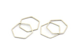 Silver Hexagon Charm, 25 Antique Silver Plated Brass Hexagon Shaped Ring Charms (22x0.80mm) BS 1176