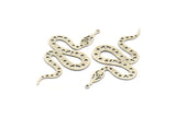Silver Snake Charm, 4 Antique Silver Plated Brass Snake Pendants With 1 Loop, Charms, Findings (55x31x0.60mm) A3236 H1062