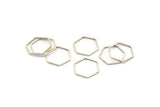 Hexagon Ring Charm, 24 Antique Silver Plated Brass Hexagon Shaped Ring Charms (14x0.6x0.8mm) Bs 1236