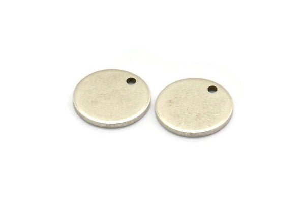 Silver Cabochon Tag, 10 Antique Silver Plated Brass Cabochon Tags With 1 Hole, Stamping Tags (12x1mm) E082