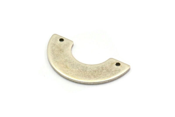 Silver Geometric Pendant, 6 Antique Silver Plated Brass Semi Circle Blanks With 2 Holes, Findings (30x15x8x0.8mm) BS 1978
