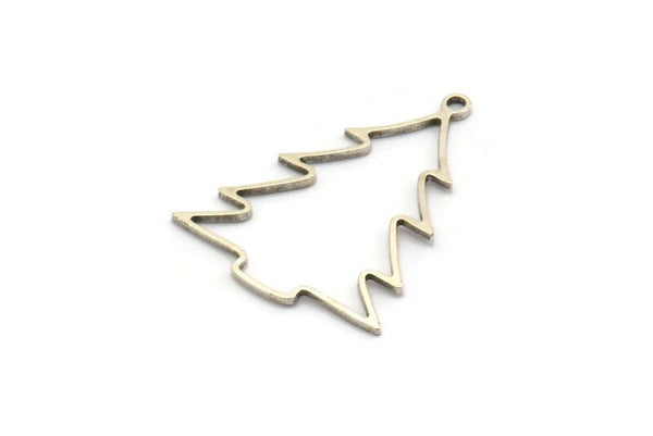 Silver Tree Charm, 12 Antique Silver Plated Brass Tree Charms With 1 Loop, Pendant, Findings (30x23x0.80mm) A5354 Q0157