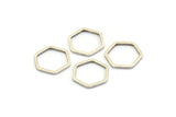 Silver Hexagon Charm, 25 Antique Silver Plated Brass Hexagon Shaped Ring Charms ( (12x1mm) Bs 1221