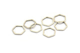 Silver Hexagon Charm, 25 Antique Silver Plated Brass Hexagon Shaped Ring Charms ( (12x1mm) Bs 1221
