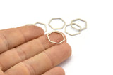 Hexagon Ring Charm, 24 Antique Silver Plated Brass Hexagon Shaped Ring Charms (14x0.80mm) Bs 1172
