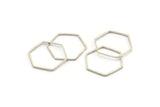 Hexagon Ring Charm, 24 Antique Silver Plated Brass Hexagon Shaped Ring Charms (18x0.6x0.9mm) Bs 1203