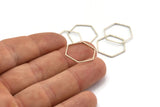 Hexagon Ring Charm, 24 Antique Silver Plated Brass Hexagon Shaped Ring Charms (18x0.6x0.9mm) Bs 1203