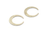 Silver Moon Blank, 4 Antique Silver Plated Brass Crescent Moon Blanks, Pendants, Earrings, Findings (28.5x27.5x5x1mm) E014