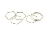 Hexagon Ring Charm, 12 Antique Silver Plated Brass Hexagon Shaped Ring Charms (25x0.6x0.9mm) BS 1206