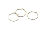 Silver Hexagon Charm, 25 Antique Silver Plated Brass Hexagon Ring Charms (16x0.8mm) BS 1202
