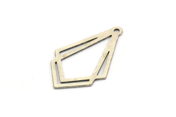 Silver Diamond Charm, 12 Antique Silver Plated Brass Diamond Shaped Charms With 1 Loop, Pendant Findings (29x18x0.60mm) A3610