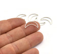 Crescent Moon Charm, 24 Antique Silver Plated Brass Crescent Moon Rings (16x10mm) Bs-1163