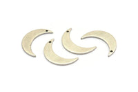 Silver Moon Charm, 6 Antique Silver Plated Brass Crescent Moon Charms With 1 Hole (21x6x1mm) D1077