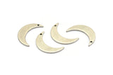 Silver Moon Charm, 6 Antique Silver Plated Brass Crescent Moon Charms With 1 Hole (21x6x1mm) D1077