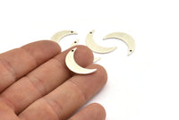 Silver Moon Charm, 6 Antique Silver Plated Brass Crescent Moon Charms With 1 Hole (21x6x1mm) D1077