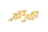 Gold Leaf Charm, Gold Plated Brass Leaf Charm With 1 Hole, Charm Pendants (63x27x0.60mm) A3151 H0858