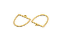 Gold D Shaped Charm, 12 Gold Plated Brass D Shaped Charms With 1 Loop, Earrings, Findings (18x15x0.60mm) A4424