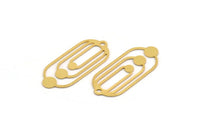 Gold Oval Charm, 4 Gold Plated Brass Oval Charms With 1 Loop, Earring Charms (35x15x0.60mm) A4572