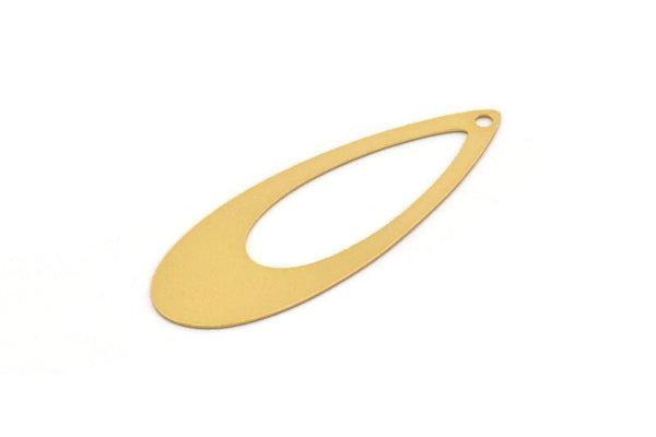 Gold Drop Charm, 4 Gold Plated Brass Drop Charms With 1 Hole, Earrings, Findings (44x16x0.40mm) A4196