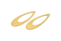 Gold Drop Charm, 4 Gold Plated Brass Drop Charms With 1 Hole, Earrings, Findings (44x16x0.40mm) A4196