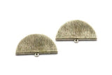 Half Moon Crimp, 2 Antique Silver Plated Brass Textured Ribbon Crimp End With 1 Loop, Findings (36x18mm) BS 2000