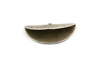 Half Moon Crimp, 2 Antique Silver Plated Brass Textured Ribbon Crimp End With 1 Loop, Findings (36x18mm) BS 2000