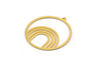 Gold Round Charm, 4 Gold Plated Brass Rainbow Patterned Round Shaped Charms With 1 Loop, Findings (33x31x0.60mm) A5172 H0933