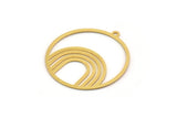 Gold Round Charm, 4 Gold Plated Brass Rainbow Patterned Round Shaped Charms With 1 Loop, Findings (33x31x0.60mm) A5172 H0933