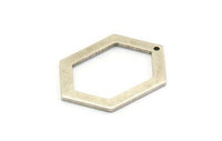 Hexagon Choker Charm, 4 Antique Silver Plated Brass Black Hexagon Charms With 1 Hole, Pendants, Findings (26.5x19x1mm) E018