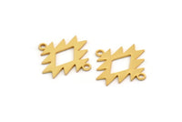 Gold Ethnic Charm, 8 Gold Plated Brass Ethnic Motif Charms With 2 Loops, Earring Charms, Connectors (18x18x0.60mm) A3392