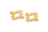 Gold Ethnic Charm, 8 Gold Plated Brass Ethnic Motif Charms With 2 Loops, Earring Charms, Connectors (18x18x0.60mm) A3392