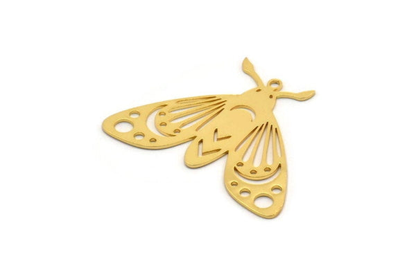 Gold Butterfly Charm, 2 Gold Plated Brass Butterfly Charms With 1 Loop, Earring Findings (26x35x0.60mm) A3838 H0970