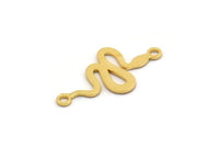 Gold Snake Charm, 12 Gold Plated Brass Snake Shaped Charms With 2 Loops, Pendants, Connector Findings (21x11x0.60mm) A4086