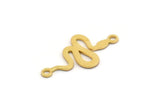Gold Snake Charm, 12 Gold Plated Brass Snake Shaped Charms With 2 Loops, Pendants, Connector Findings (21x11x0.60mm) A4086