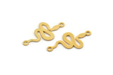 Gold Snake Charm, 12 Gold Plated Brass Snake Shaped Charms With 2 Loops, Pendants, Connector Findings (21x11x0.60mm) A4086