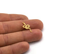 Gold Snake Charm, 12 Gold Plated Brass Snake Shaped Charms With 2 Loops, Pendants, Connector Findings (21x11x0.60mm) A4086