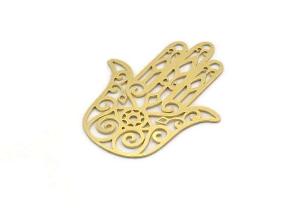 Brass Hand Charm, 2 Raw Brass Hand Shaped Charms, Earrings, Findings (44x35x0.60mm) SMP0167 A2644