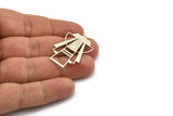 Silver Triangle Charm, 4 Antique Silver Plated Brass Triangle Shaped Charms With 1 Loop (34x24x0.60mm) A4991