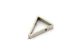 Silver Triangle Charm, 8 Antique Silver Plated Brass Triangles with 2 Holes (16.5x12x2.5mm) E187