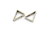 Silver Triangle Charm, 8 Antique Silver Plated Brass Triangles with 2 Holes (16.5x12x2.5mm) E187