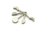 Moon Phases Earring, 2 Antique Silver Plated Brass Crescent Earrings With 1 Loop, Pendant Findings (24x27x2mm) E235