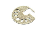 Moon Phases Earring, 2 Antique Silver Plated Brass Semi Circle Earrings, Earring Findings (34x33x1mm) E279