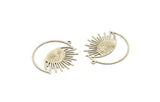 Silver Moon Charm, 4 Antique Silver Plated Brass Crescent Moon And Sun Shaped Charms With 1 Loop (33x30x0.60mm) A3962