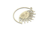 Silver Moon Charm, 4 Antique Silver Plated Brass Crescent Moon And Sun Shaped Charms With 1 Loop (33x30x0.60mm) A3962