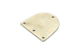 Silver D Shape, 12 Antique Silver Plated Brass D Shape Connectors With 4 Holes  (16x17x0.5mm) E149